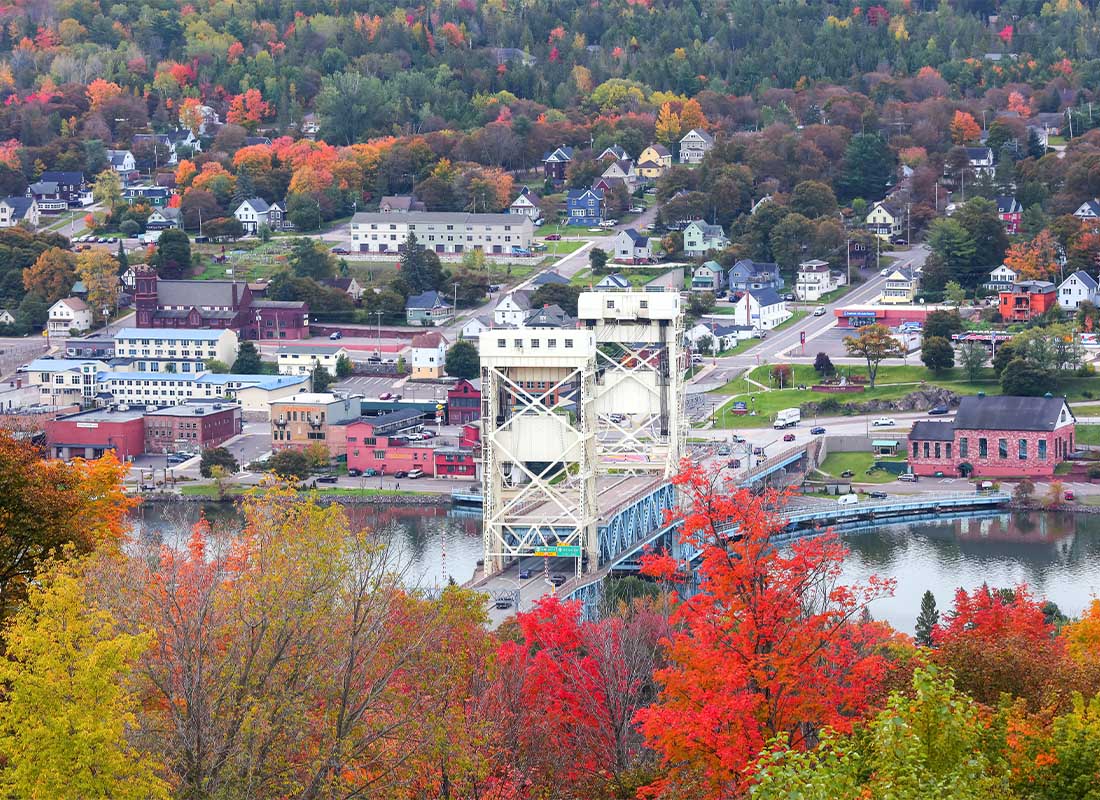 Hancock, MI - Overview of a Beautiful Town With the Leafs Changing Colors